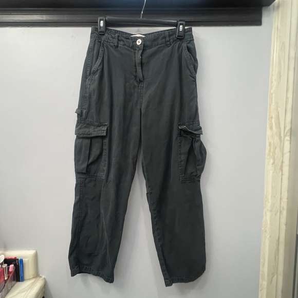 WOMENS COTTON ON CARGO DENIM TROUSERS, SIZE US 4, DARK GRAY - Picture 2 of 9